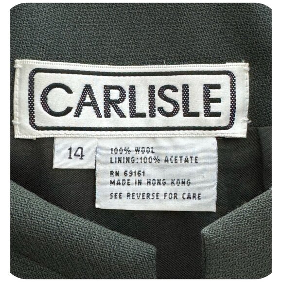 CARLISLE Vintage Blazer Jacket Grayish-Green Button Front 100% Wool Women's 14 - Picture 2 of 8